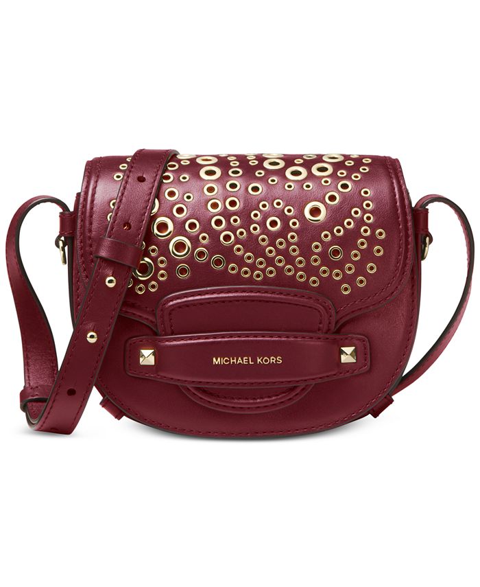 Michael kors cary small grommeted shop leather saddle bag