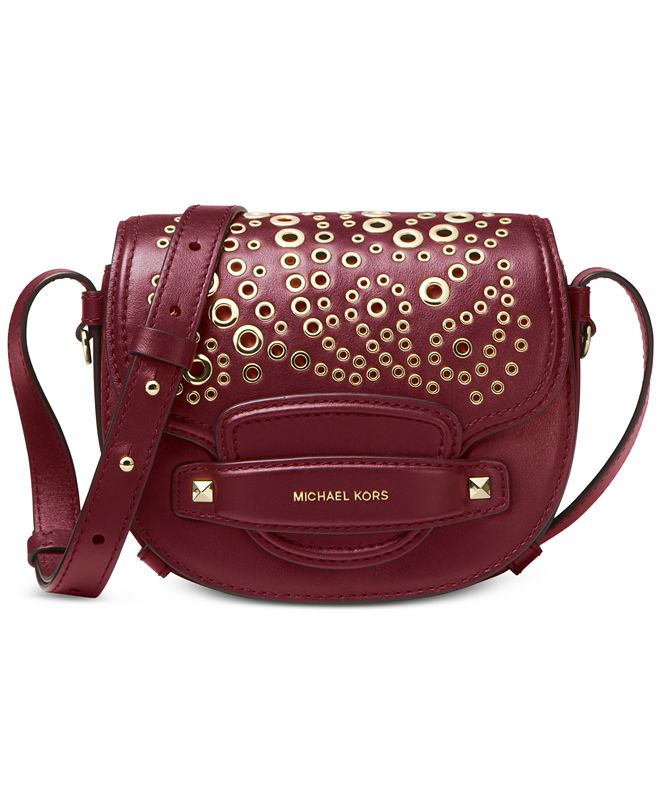 Michael Kors Embellished Leather Saddle Crossbody & Reviews - Handbags & Accessories - Macy&#39;s