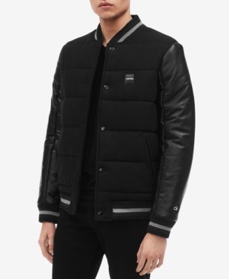 Calvin Klein - Men's Mix-Media Varsity Jacket