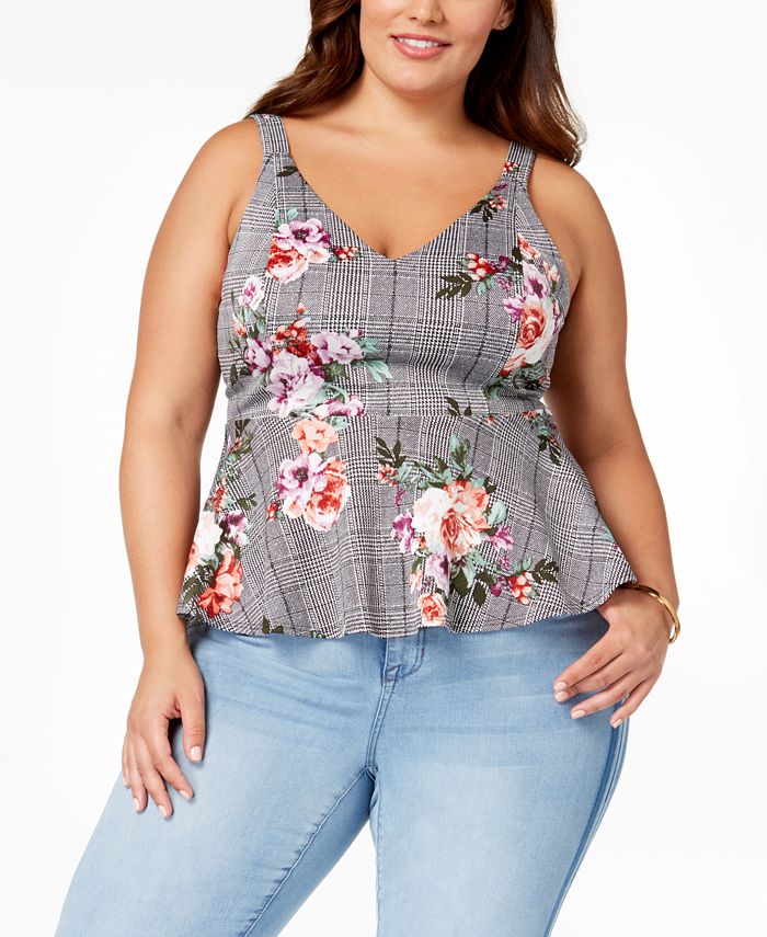 Soprano Trendy Plus Size Peplum Top Macys 9053