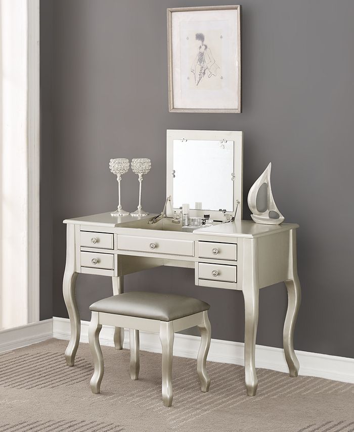 Poundex Vanity Set with Stool Macy s