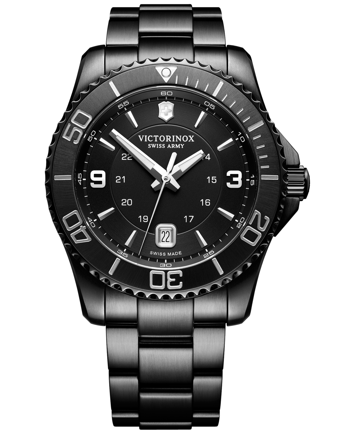 Men's Swiss Maverick Black Edition Black Pvd Stainless Steel Bracelet Watch 43mm - Black