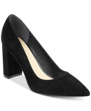 Shop Marc Fisher Women's Viviene Slip-on Block Heel Dress Pumps In Black Suede
