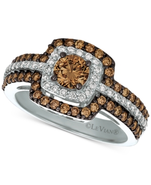 image of Le Vian Chocolatier Diamond Halo Ring (1-1/4 ct. t.w.) in 14k White Gold