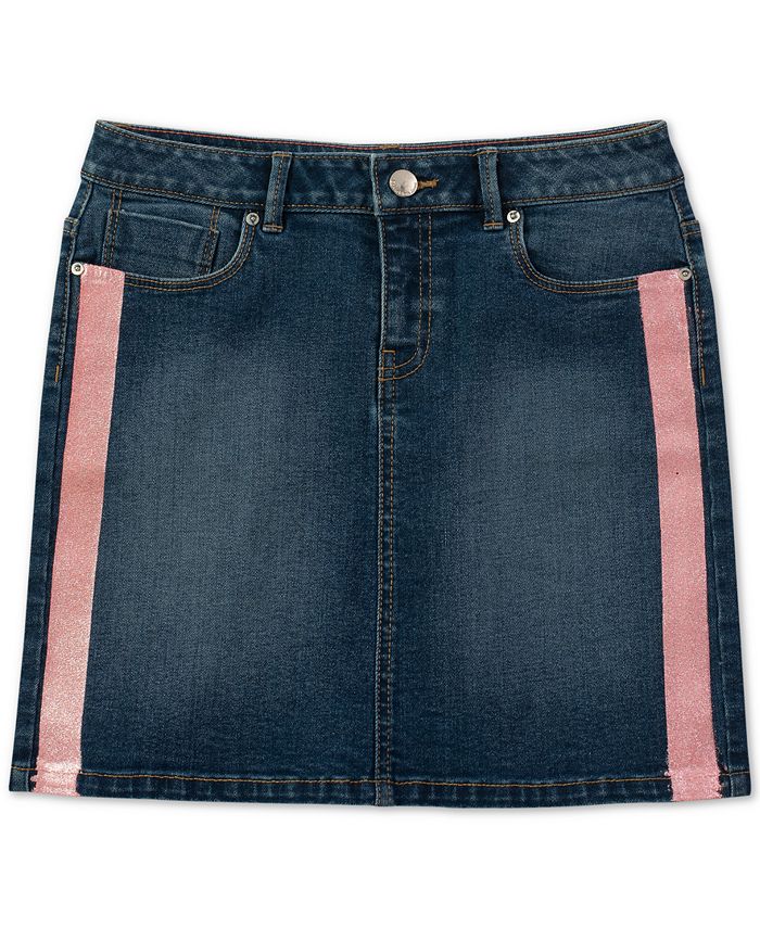 Denim skirt with red stripe online