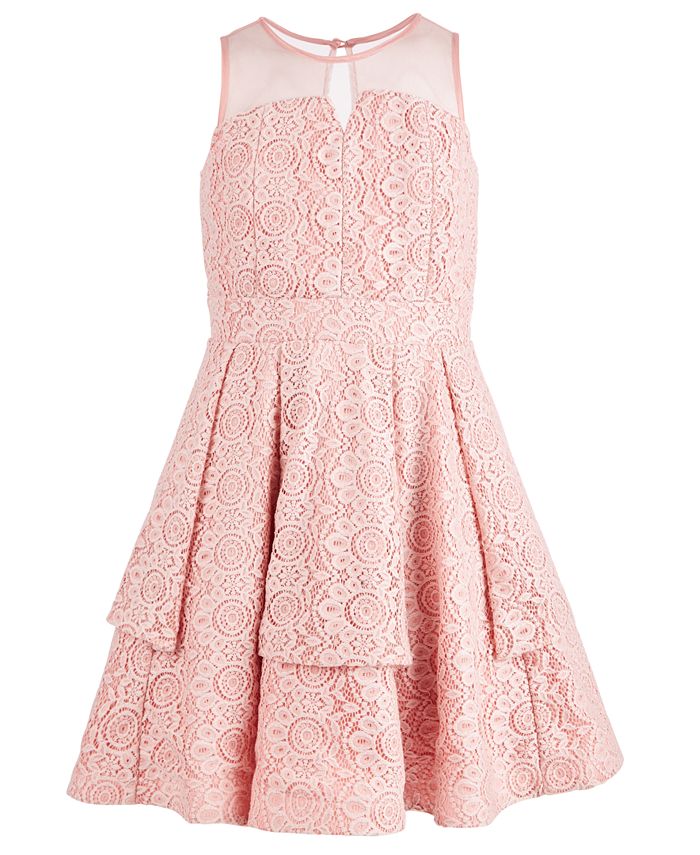 Sequin Hearts Big Girls Illusion-Neck Lace Dress - Macy's