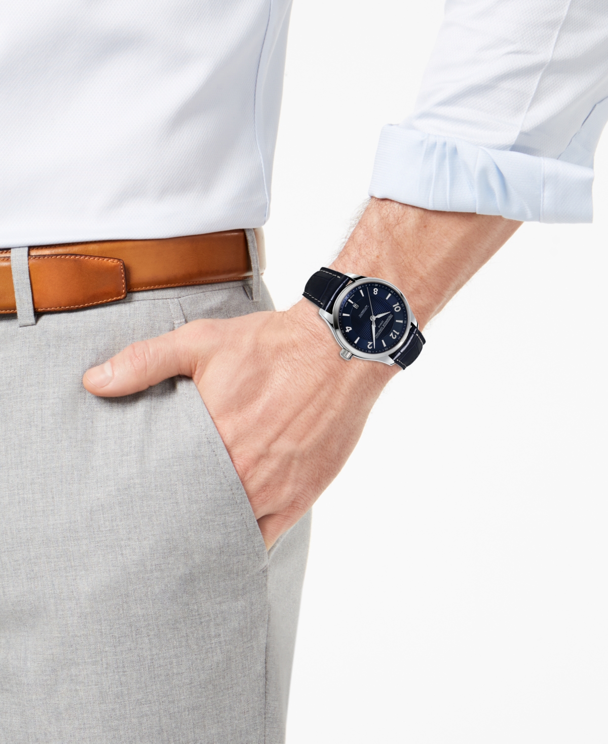 Shop Frederique Constant Men's Swiss Automatic Runabout Blue Leather Strap Watch 42mm