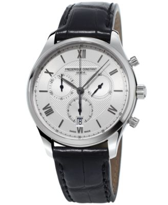 Frederique Constant Men s Swiss Chronograph Classics Black Leather