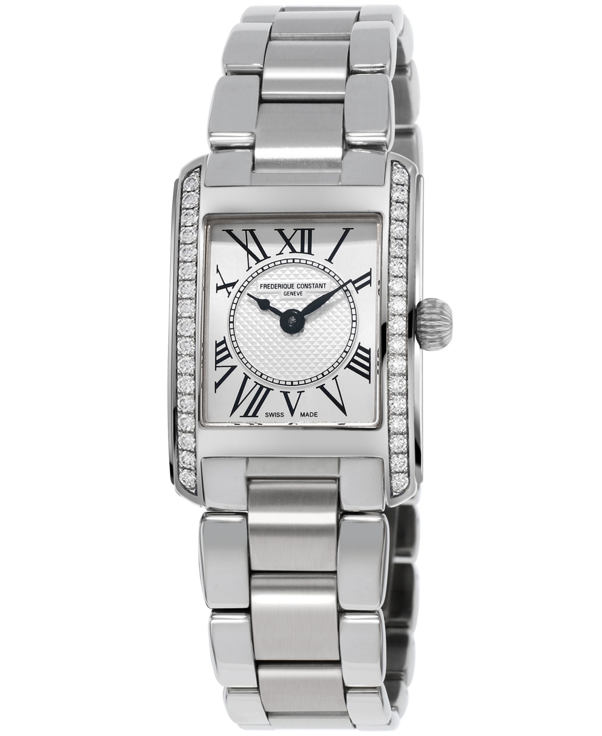 Shop Frederique Constant Women's Swiss Carree Diamond (2/5 Ct. T.w.) Stainless Steel Bracelet Watch 23x21mm