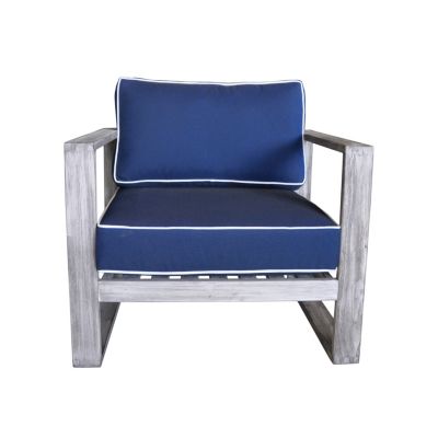 Driftwood Teak Modern North Shore Outdoor Club Chair with Cushions