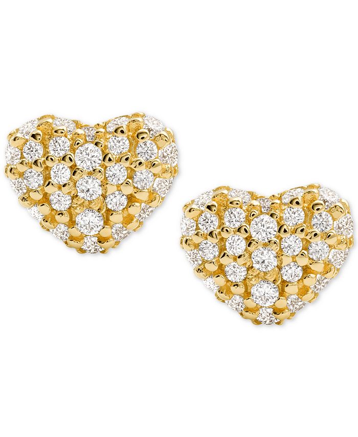 Michael Kors - Sterling Silver Crystal Heart Stud Earrings