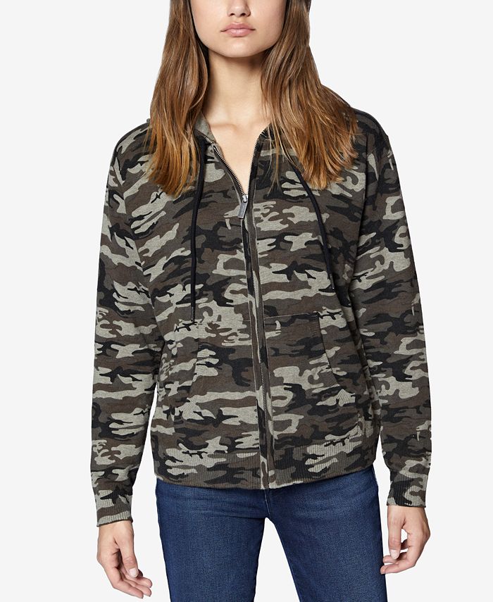 Sanctuary Camo-Print Zip-Front Hooded Sweatshirt & Reviews - Jackets ...