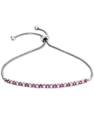 Lab-Grown Sapphire (5/8 ct. t.w) & White Sapphire (5/8 ct. t.w.) Bolo Bracelet in Sterling Silver (Also available in Lab-Grown Emerald, Ruby, Pink Sapphire and White Sapphire)