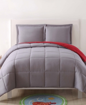 My World Reversible 3 Pc Twin Xl Comforter Set Bedding In Grey And Red