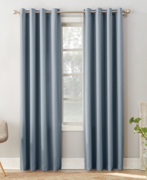 Sun Zero Grant Solid Grommet Curtain Panel, 54" X 63" In Vintage Blue