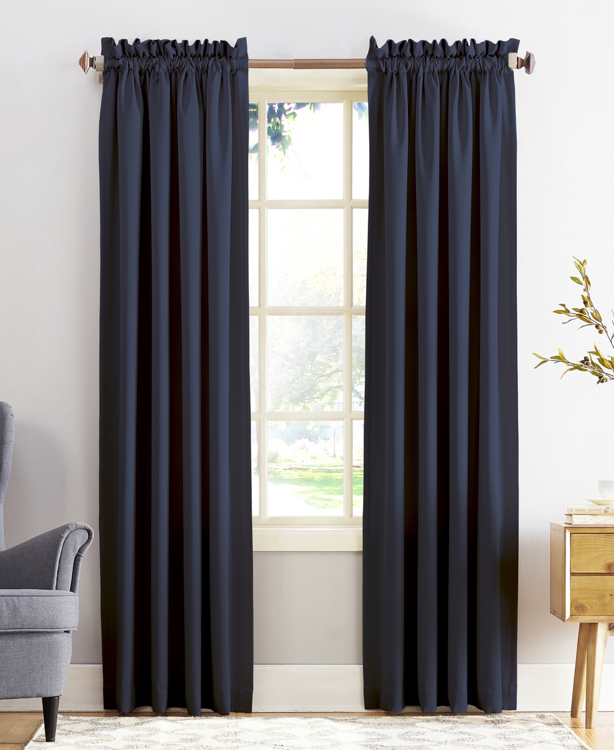 Grant Rod Pocket Top Curtain Panel, 108" x 54" - Taupe