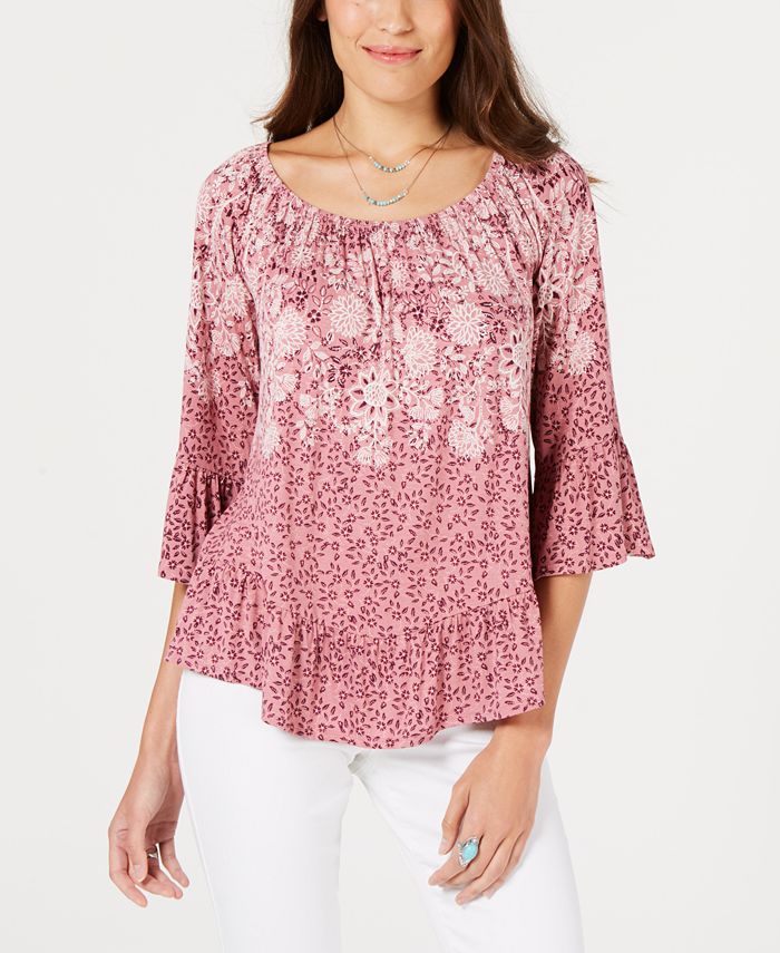 Style & Co Printed Off-The-Shoulder Top, Created for Macy's - Macy's