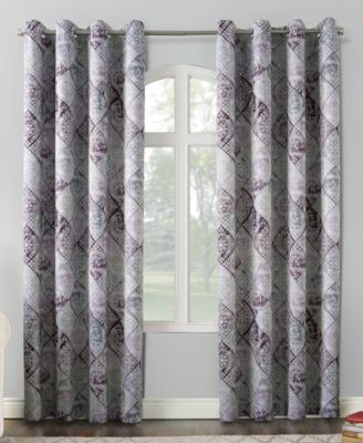 Lawson Distressed Global Tile Print Grommet Curtain Panel Collection