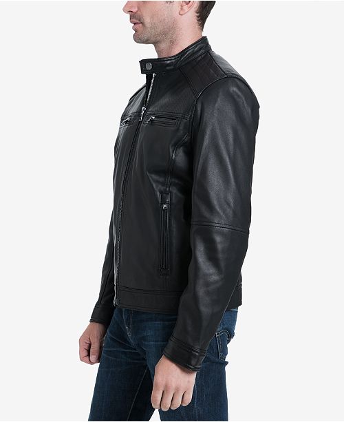 Michael Kors Men's Perforated Leather Moto Jacket, Created for Macy's