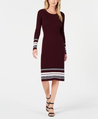 Bar III Ribbed-Knit Midi Sweater Dress 