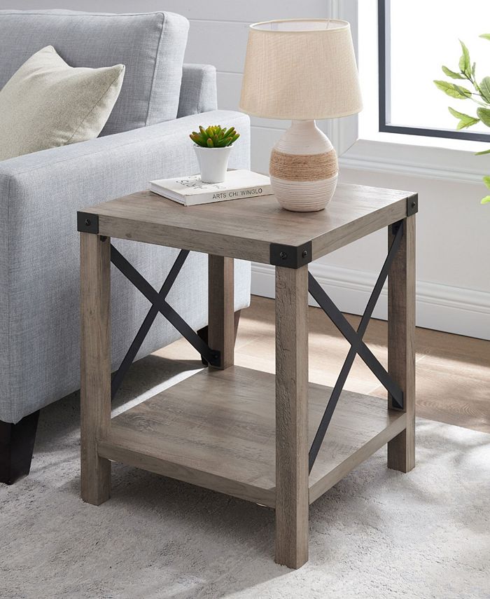 Walker Edison 18" Metal X Side Table Grey Wash Macy's
