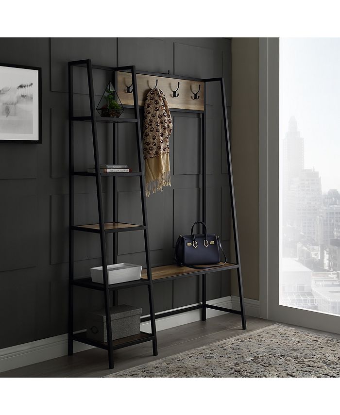 Walker Edison 72" Angled Side Hall Tree w/ Storage Rustic Oak Macy's