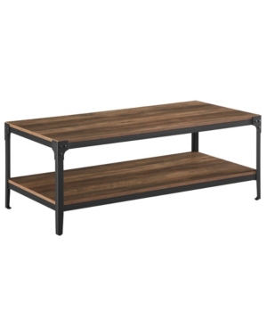 Walker Edison Angle Iron Rustic Wood Coffee Table