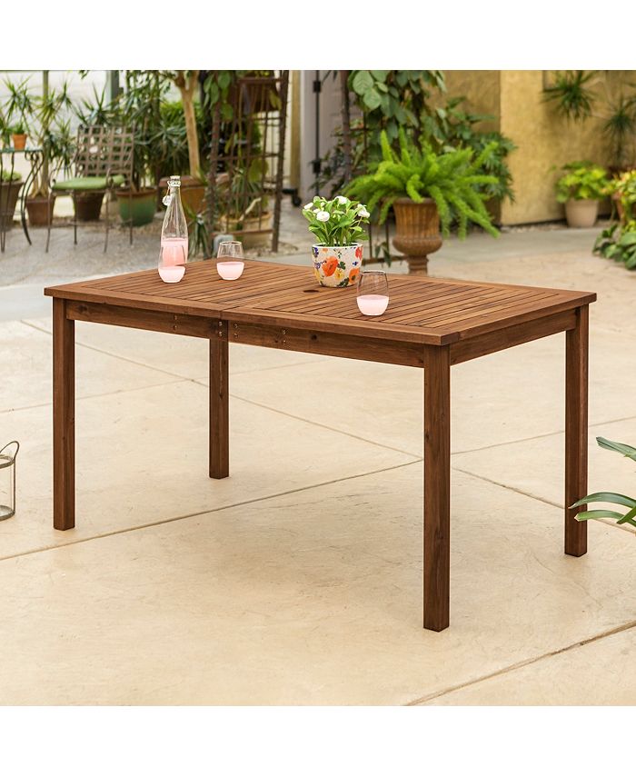 Walker Edison Acacia Wood Patio Simple Dining Table Dark Brown Macy's