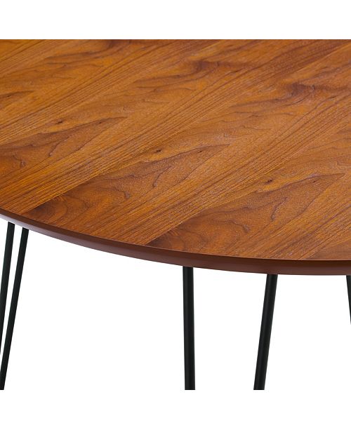 Walker Edison 46 Round Hairpin Leg Dining Table Walnut