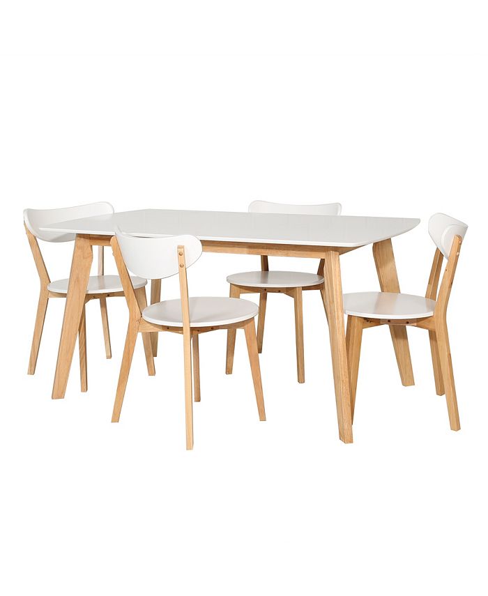 Walker Edison 5Piece Retro Modern Wood Kitchen Dining Set Macy's