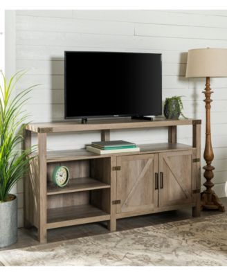 Walker Edison 58" Highboy Farmhouse TV Stand Media Console with Barn Doors - Grey Wash