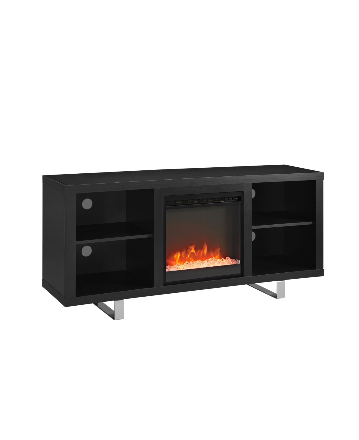 Walker Edison 58" Simple Modern Fireplace Tv Console Black ModeSens