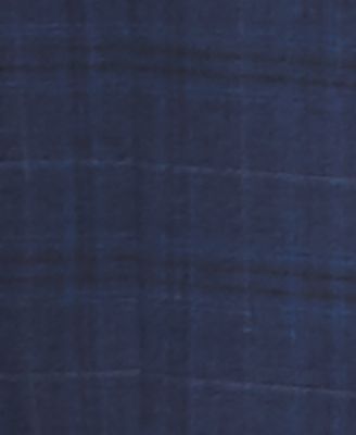 Michael Kors Men's Classic/Regular Fit Natural Stretch Navy Check Vested Wool Suit