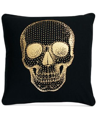 THRO - Spencer Skull 20" x 20" Faux Linen Decorative Pillow