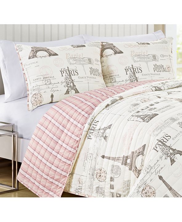VCNY Home Carte  Postale Reversible 3 Pc Quilt Set 