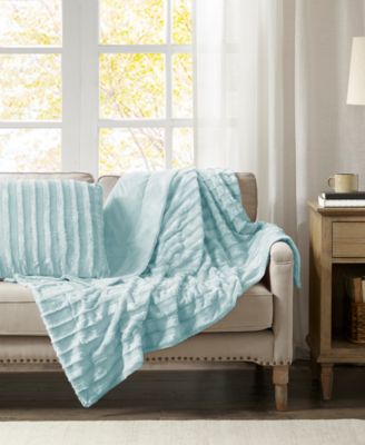 Duke Ribbed Faux-Fur Throw, 50" x 60"
