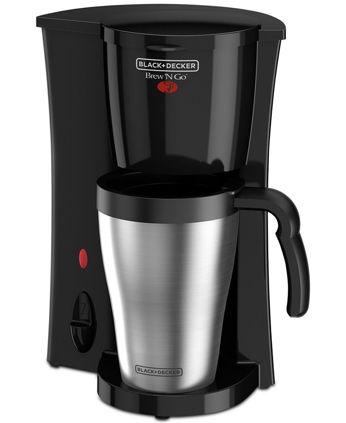  Black+Decker Brew 'n Go 個人咖啡機,附旅行杯,15 盎司(約425.2 毫升)黑色/米色,DCM18  : 居家與廚房