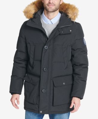 tommy hilfiger men's jacket fur hood