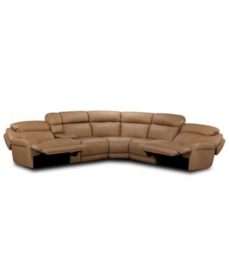 Furniture - Daventry 6-Pc. Leather Sectional Sofa With 2 Power Recliners, Power Headrests, Console And USB Power Outlet