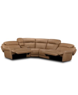 Furniture - Daventry 5-Pc. Leather Sectional Sofa With 2 Power Recliners, Power Headrests, Console And USB Power Outlet