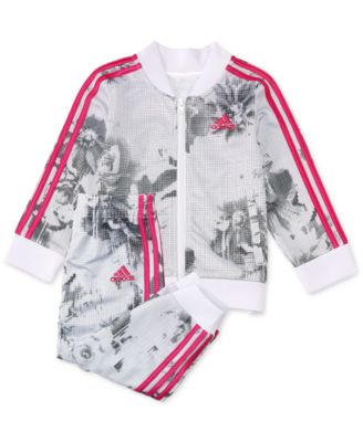 adidas - Baby Girls Floral-Print Jacket & Jogger Pants Set