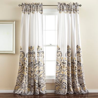 Lush Decor Clara Light Filtering Window Curtain Panels Pair 52"W x 84"L +2" Yellow & Brown - Colorful Curtains for Living Room - Boho Bedroom Curtains