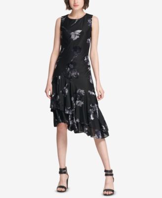 DKNY - Floral Asymmetrical A-Line Dress