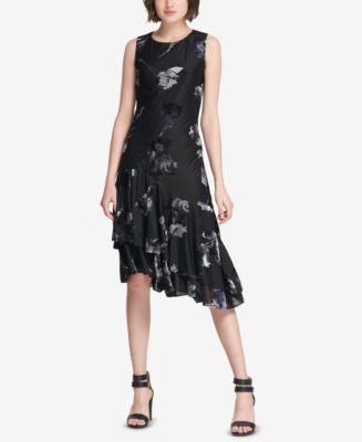 DKNY Floral Asymmetrical A-Line Dress, Created for Macy's - Macy's