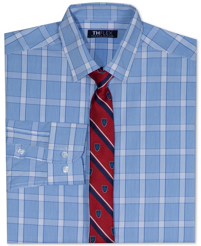 Tommy Hilfiger Big Boys Stretch Plaid Shirt with Tie - Macy's
