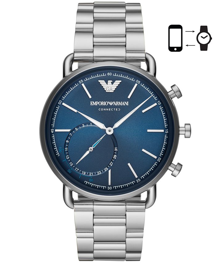 Emporio Armani Men's Stainless Steel Bracelet Hybrid Smart Watch 43mm ...
