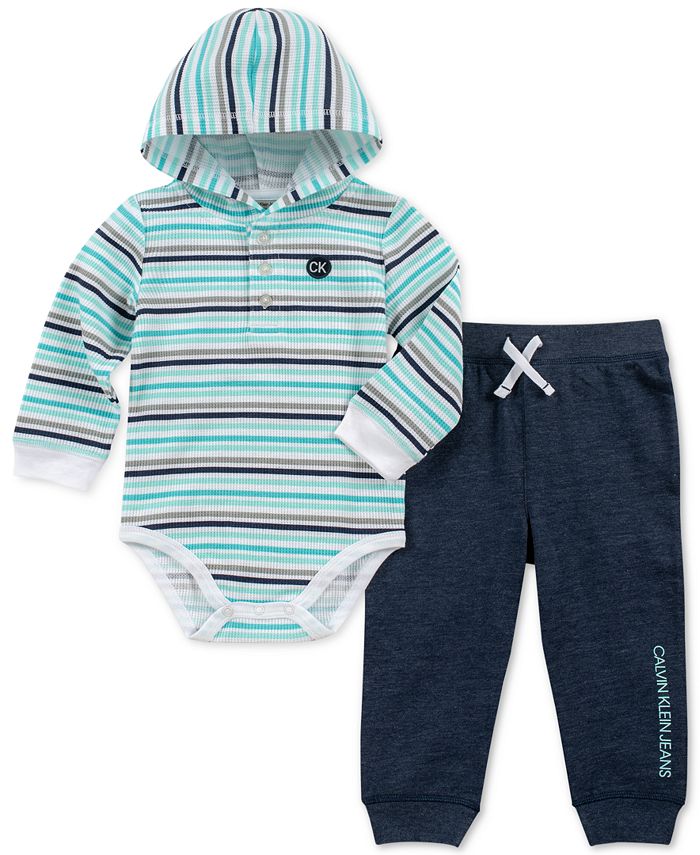 Calvin Klein Baby Boys 2Pc. Striped Bodysuit & Jogger Pants Set Macy's