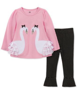 Kids Headquarters - An pretty flower appliqu&eacute; and lace trim complete the charming look of this darling tunic from , paired with coordinating pull-on leggings for a complete ensemble.