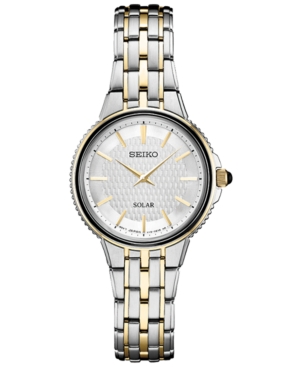 image of Seiko Women-s Solar Essentials Two-Tone Stainless Steel Bracelet Watch 29mm