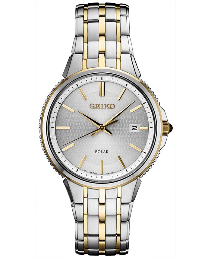 Seiko Men's Solar Essentials Two-Tone Stainless Steel Bracelet Watch   & Reviews - All Watches - Jewelry & Watches - Macy's